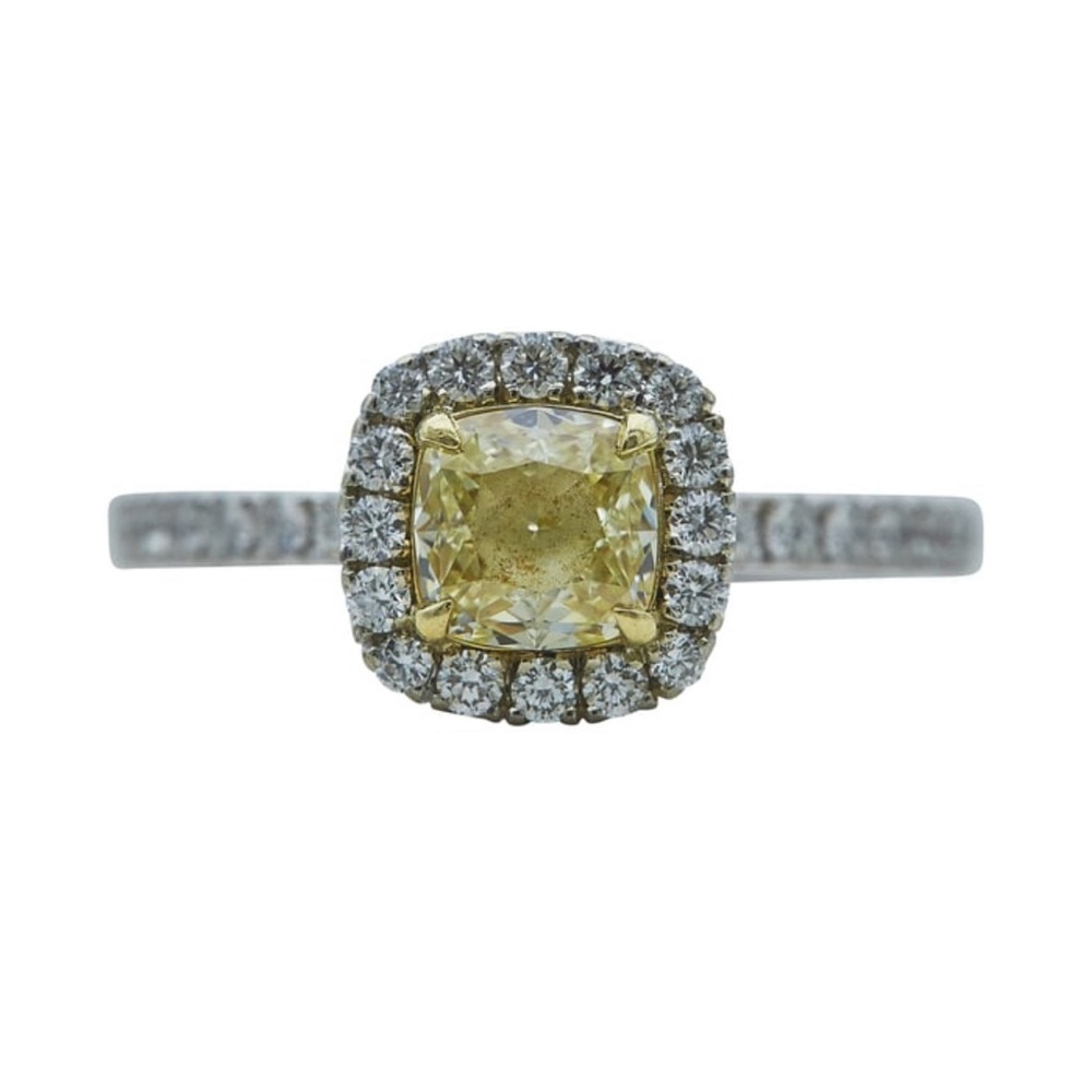 GIA 3.01 CT CANARY DIAMOND 14K WHITE GOLD BRIDAL AND ANNIVERSARY RING SET - Picture 3 of 12